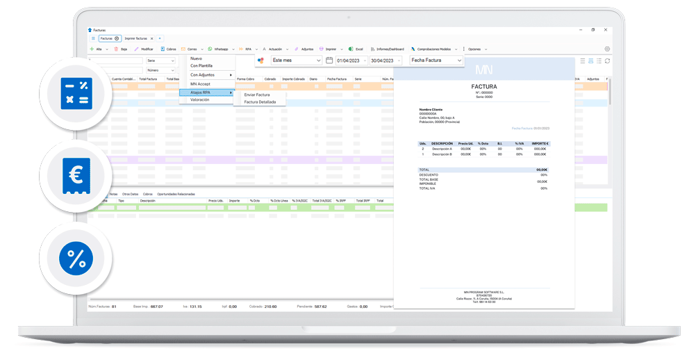 El programa de facturación de MN program permite a los negocios elaborar y enviar facturas en segundos